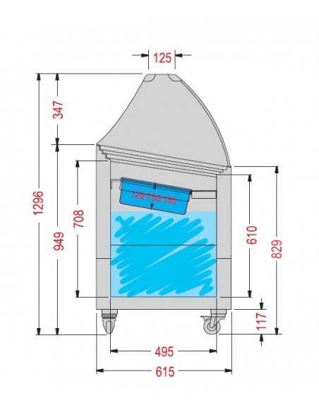 Vetrina gelateria - N. 3 o 6 vaschette - cm 129.8 x 61.5 x 129.6h