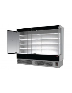 Espositore murale refrigerato - Porte a battente in vetro - Acciaio inox - Per salumi e latticini - cm 195.5 x 76.4 x 204h