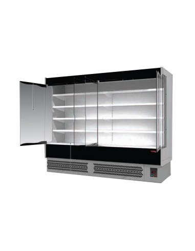 Refrigerated wall display - Glass door - Stainless steel - For cold cuts and dairy - cm 258 x 76.4 x 204h