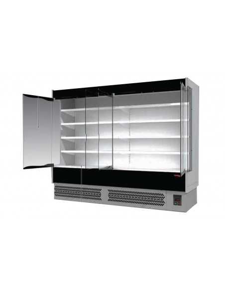 Espositore murale refrigerato - Porte a battente in vetro - Acciaio inox - Per salumi e latticini - cm 258 x 76.4 x 204h