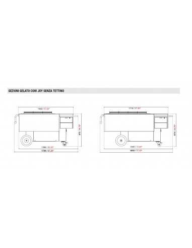 Ice cream cart - N. 6 carapines - cm L 1709 x P...