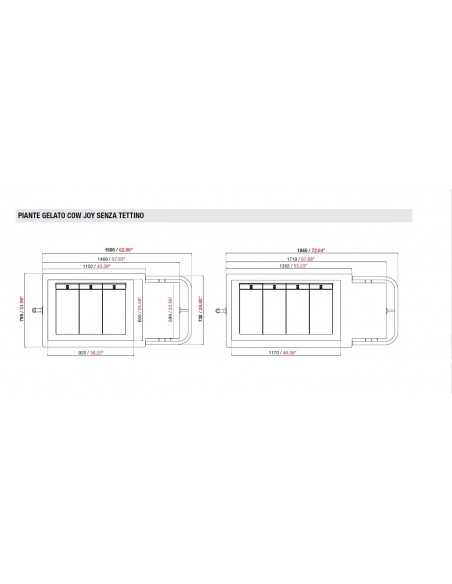 Carretto gelati - N. 6 carapine - cm L 1709 x P 78.9 x H 87.5