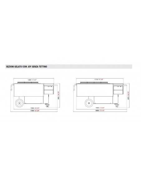 Carretto gelati - N. 8 carapine - cm L 1959 x P 78.9 x H 87.5
