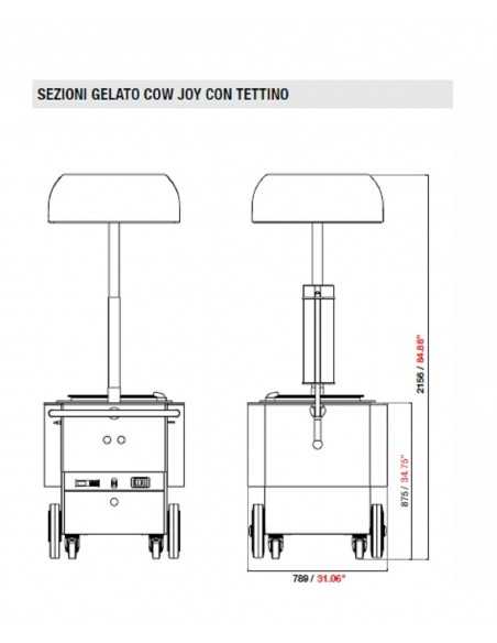 Carrito de helados - N. 6 carapinas - cm L 1709 x P 78,9 x H 87.5