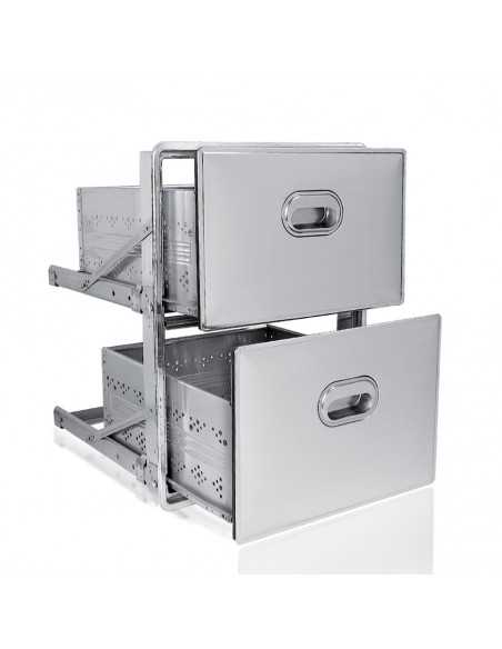 Cassettiera 2 cassetti - Banchi frigo e tavoli - Profondità  49.5 - Foro cm 44 x 72 h