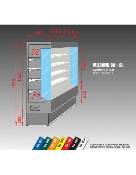 Espositore murale refrigerato - Adatto salumi e latticini - Ventilato - Temp. +3°/+5°C - cm 108 x 60.2 x 197h