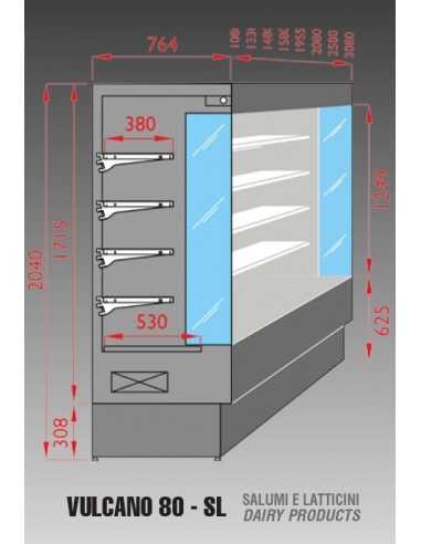 Refrigerated wall display - Stainless steel -...