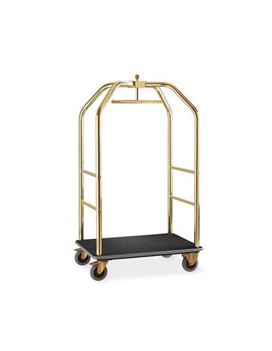 Clothes and luggage trolleys - Brass finish - Black carpet - Dimensions 79x59x189h cm