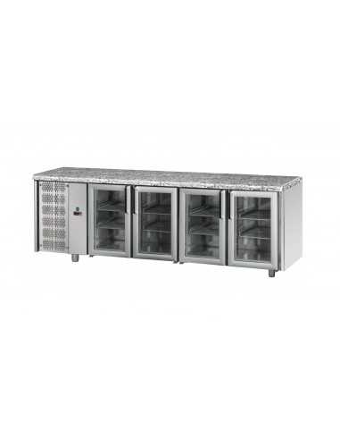 Mesa refrigerada con 2 puertas de cristal —...