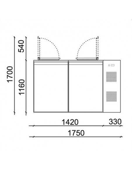 Box refrigerato per rifiuti - N. 2 x 120/240 Lt. - cm 175 x 87.5 x 128 h