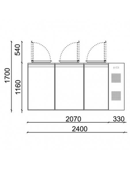 Box refrigerato per rifiuti - N. 3 x 120/240 Lt. - cm 240 x 87.5 x 128 h