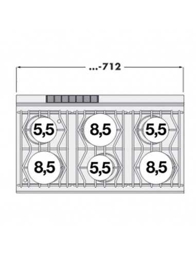 Cocina de gas profesional con 6 quemadores -...