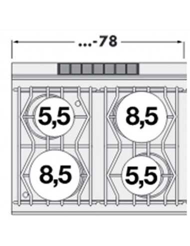 Professional gas water stove with 4 burners -...