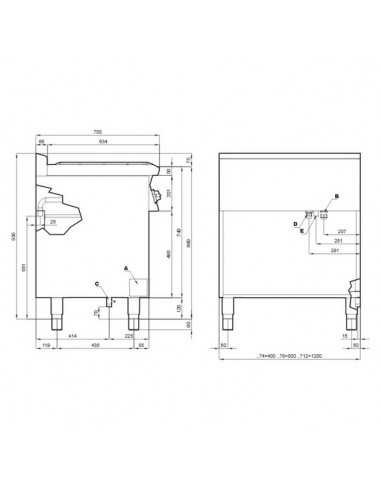 Cucina acqua professionale a gas con 4 fuochi -...