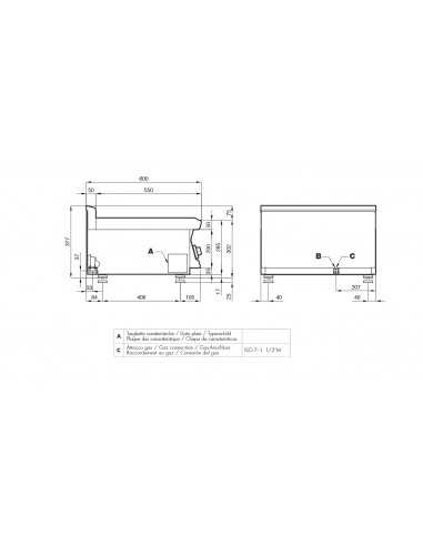 Professional gas range - N. 6 burners - cm 100...