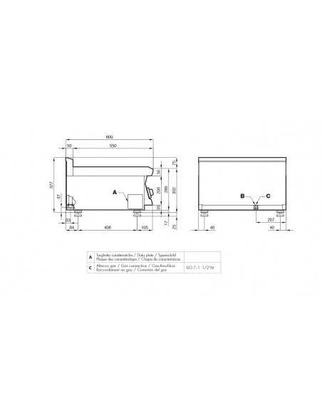 Piano cottura a gas - N. 6 fuochi - cm 100 x 60 x 28 h