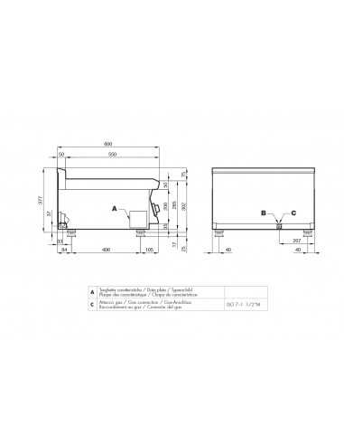 Professional Gas Cooktop - Plate - cm 40 x 60 x...