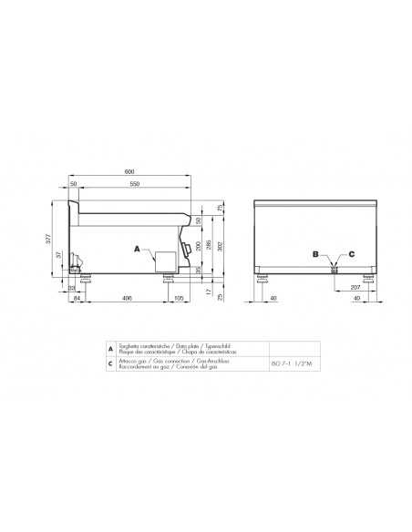 Professional Gas Cooktop - Plate - cm 40 x 60 x 28 h
