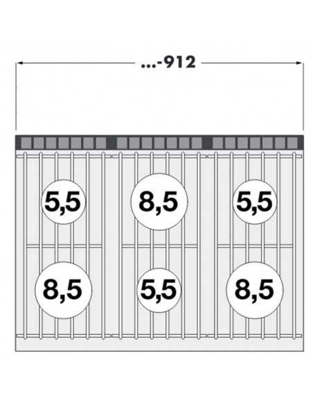 Cucina acqua a gas - N. 6 Fuochi - Forno a gas statico - cm 120 x 90 x 90 h