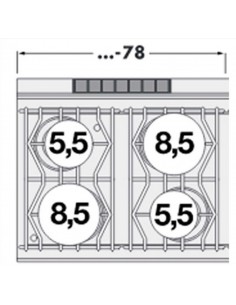 Cocina de gas profesional - N. 4 fogones - Horno de gas... 2