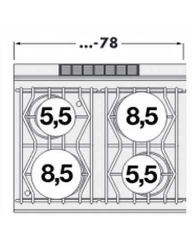 Cocina de gas profesional - N. 4 fogones -...