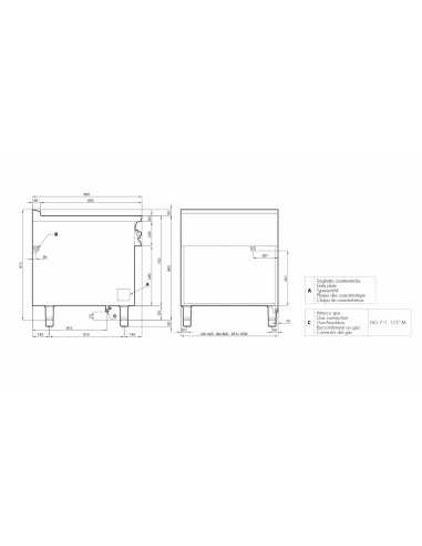 Fry top gas - smooth plate - cm 160 x 90 x 90 h
