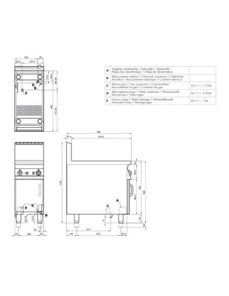 Professional Gas Pasta Cooker - Capacity 40 liters - cm 40 x 90 x 90 h