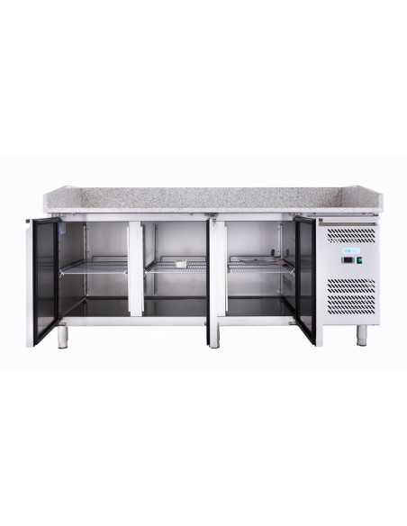 Banco pizza con 3 porte - Vetrina - cm 202 x 80 x 143.5 h Banco pizza con 3 porte - Vetrina - cm 202 x 80 x 143.5 h
