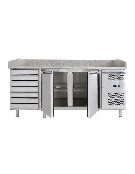 Banco pizza con 2 porte e cassettiera - Vetrina - cm 201 x 80 x 143.5 h Banco pizza con 2 porte e cassettiera - Vetrina - cm 201 x 80 x 143.5 h
