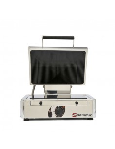 Glass grill plate with smooth surface and ribbed lid - cm 36.8 x 24.8