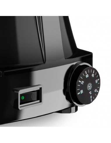 Chocolate maker with 6 litre capacity, black colour and transparent tank