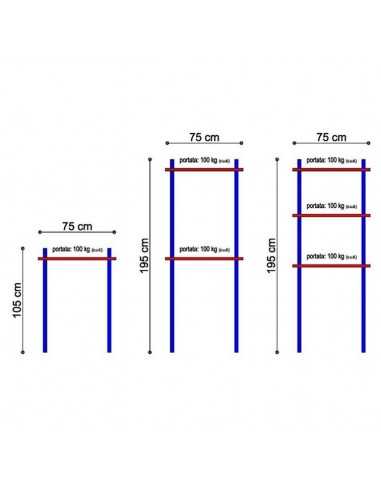 Hook rack with maximum capacity 100 kg - Length 75 cm