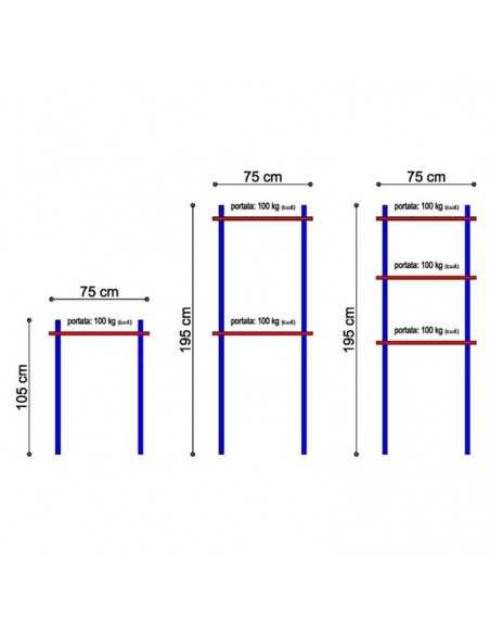 Hook rack with maximum capacity 100 kg - Length 75 cm Hook rack with maximum capacity 100 kg - Length 75 cm