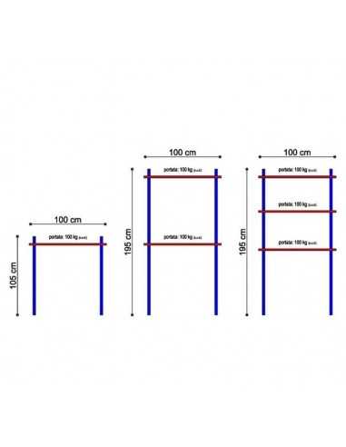 Hook rack with maximum capacity 100 kg - Length 100 cm