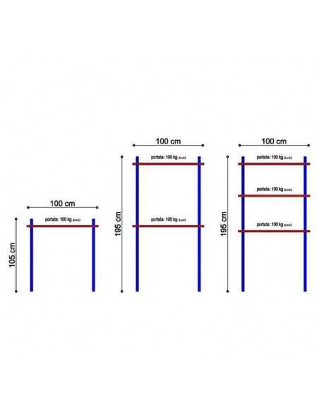 Hook rack with maximum capacity 100 kg - Length 100 cm