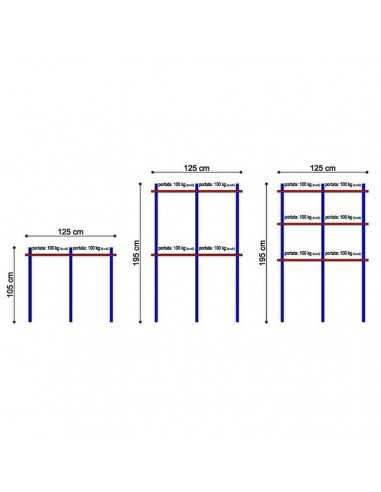 Hook rack with maximum capacity 200 kg - Length 125 cm