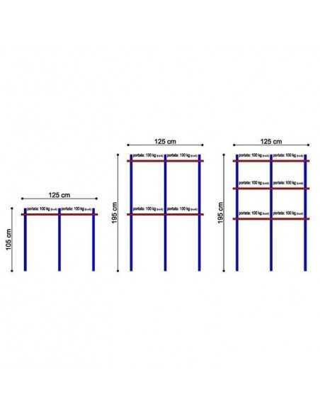 Hook rack with maximum capacity 200 kg - Length 125 cm