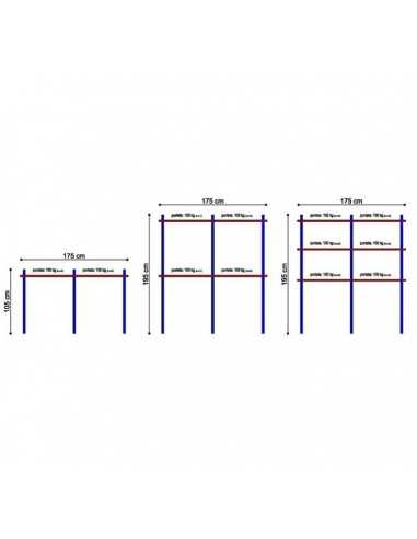 Hook rack with maximum capacity 200 kg - Length 175 cm
