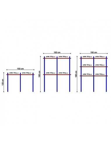 Hook rack with maximum capacity 600 kg - Length 150 cm