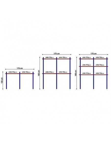 Hook rack with maximum capacity 600 kg - Length 175 cm