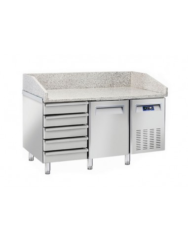 Refrigerated table - N.1 door - Cassettiera - Piano granito - cm 150 x 80 x 104