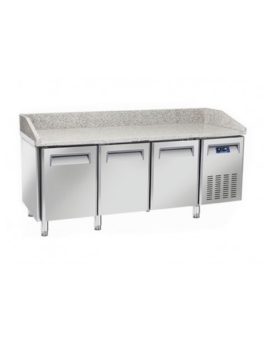 Refrigerated table - Granite top - Alzatina - N. 3 doors - cm 202.5 x 80 x 104