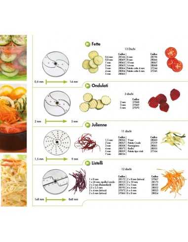 Vegetable and mozzarella cutter - Place settings from 50 to 300 - No. 1 speed