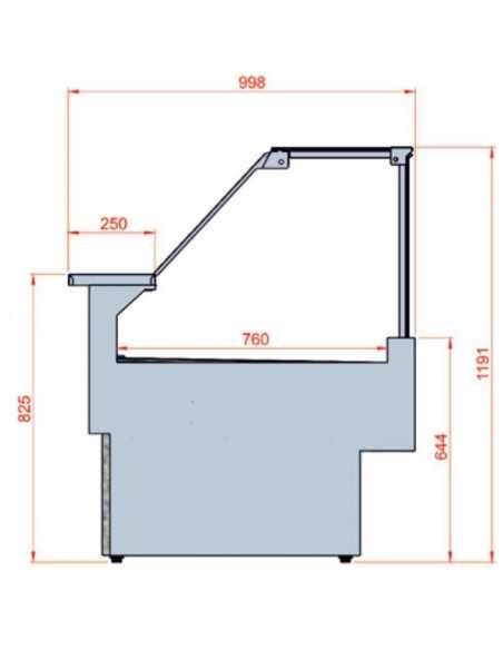 Banco alimentare - Frontale alto - Ventilato - Vetro dritto - cm 248 x 99.8 -119.1 h