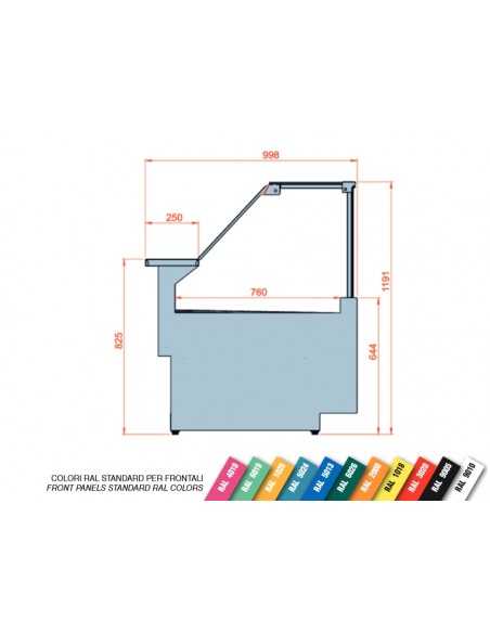 Banco neutral - Bajo frente - vidrio recto - cm 296 x 99.8 x 119.1 h