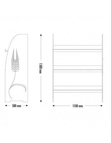 Bread display stand with 6 slanted baskets - cm...