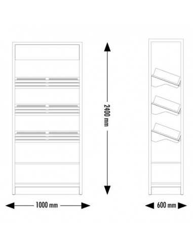 Expositor de pan con 3 estantes inclinados y 2...