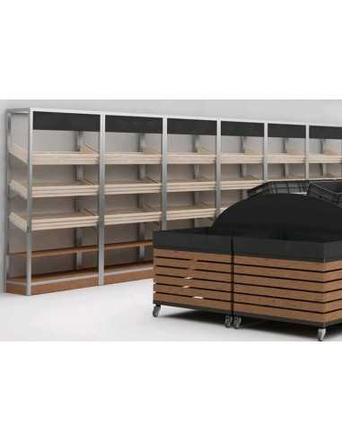 Expositor de pan con 3 estantes inclinados y 2...