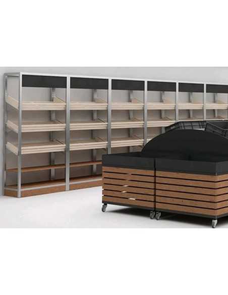 Expositor de pan con 3 estantes inclinados y 2 baldas - cm 100 x 60 x 214 h