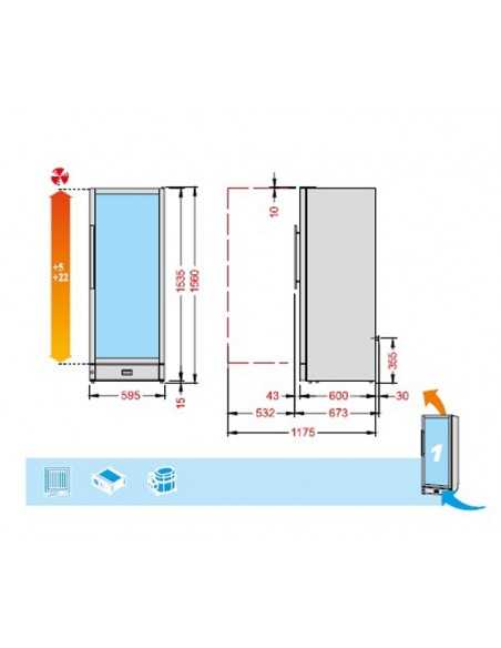 Espositore vini - Multitemperatura: +8°+22°C / +5°+22°C - Cm 60 x 67 x 156 h